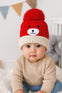 Red & Off-white Bear Face Knitted Woolen Warm Cap (6-24 Months) CP5079D